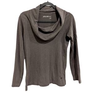 Eddie Bauer Outdoor Taupe Grey Cowl Neck Long Sleeve Top PXS